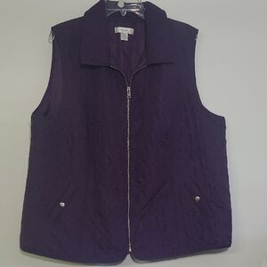 C J Banks Purple Quilted Zippered  Vest Sz 2X